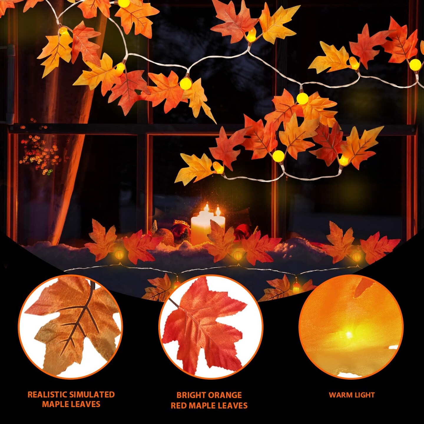 Fall Garland with Lights - 2 PACK