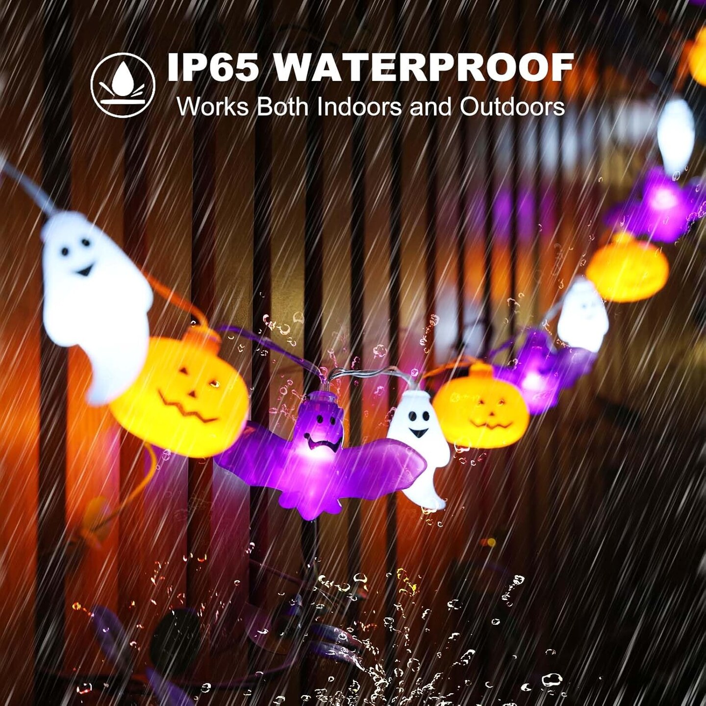 Halloween String Lights - 16.4FT 30 LED (Orange Purple White)