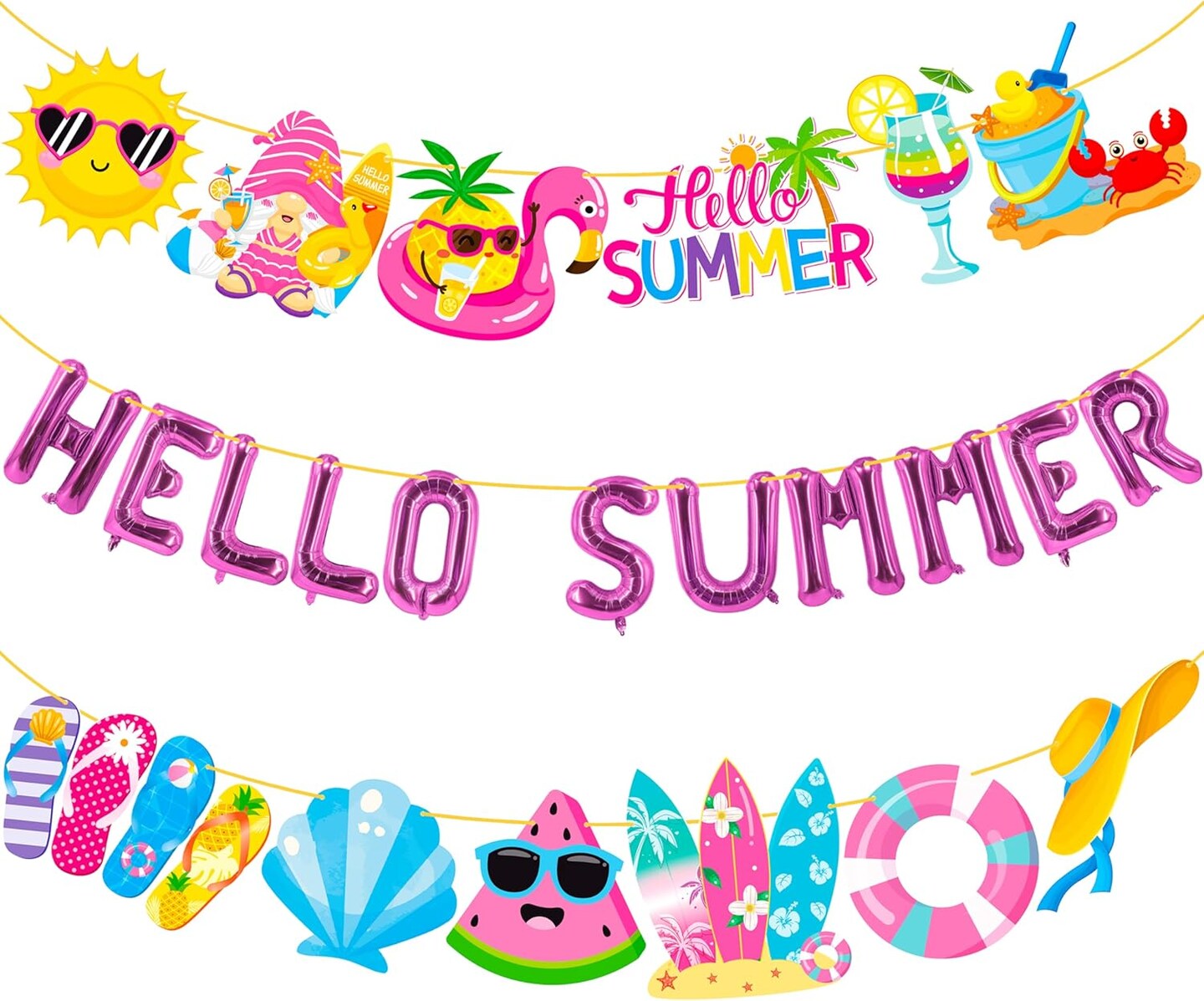 Hello Summer Letter Balloons and Banners (2pcs)