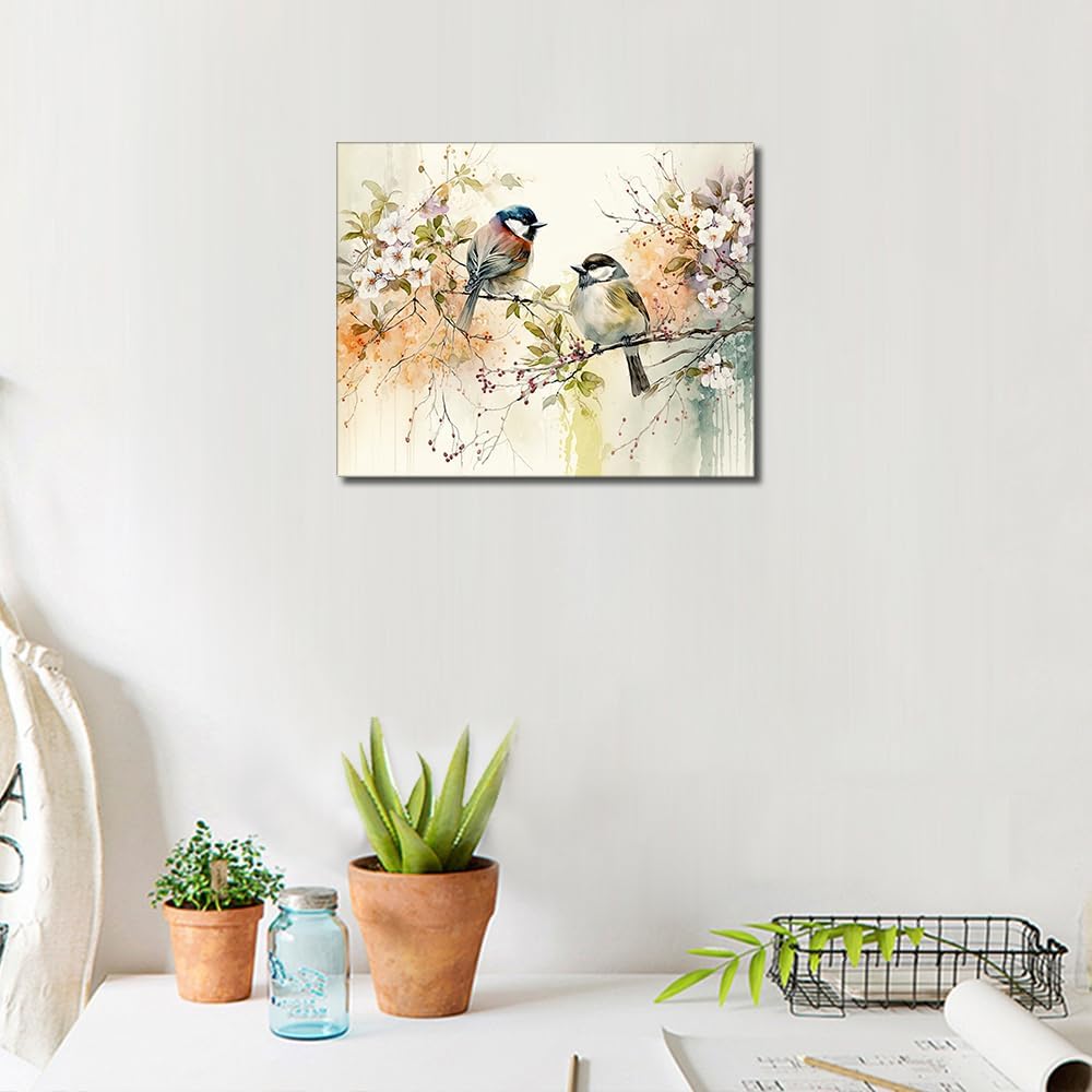 Adult Bird Paint by Number Kit – DIY Acrylic Watercolor Canvas Painting Set with Paintbrushes, 16"x20", Easy & Fun for Beginners, Teens & Adults