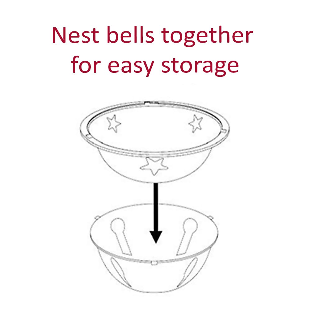 Haute Decor Adapt Nesting Jingle Bells - Large Size 120 mm (4.7 inch) Diameter - Christmas Tree Ornaments for Indoor or Outdoor Use - Compact Storage
