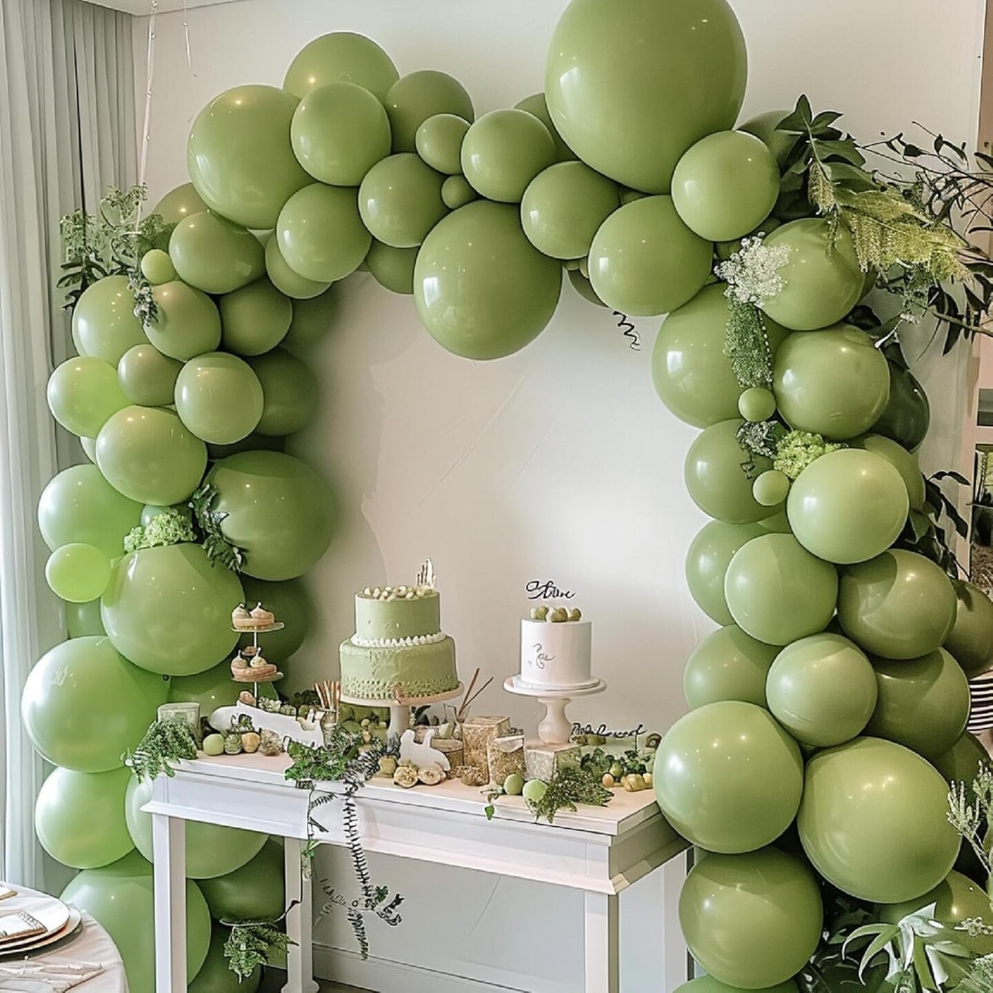 Green Balloon Garland Arch Kit, 100pcs Green Latex Balloons