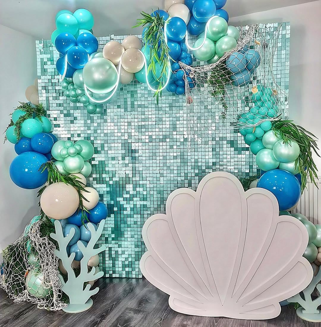 Under the Sea Party Decorations, 154pcs Ocean Blue Balloon Garland Arch Kit (Teal Blue)