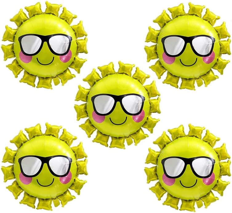 Large Summer Smiley Sun With Sunglasses Shaped Helium Mylar Balloon