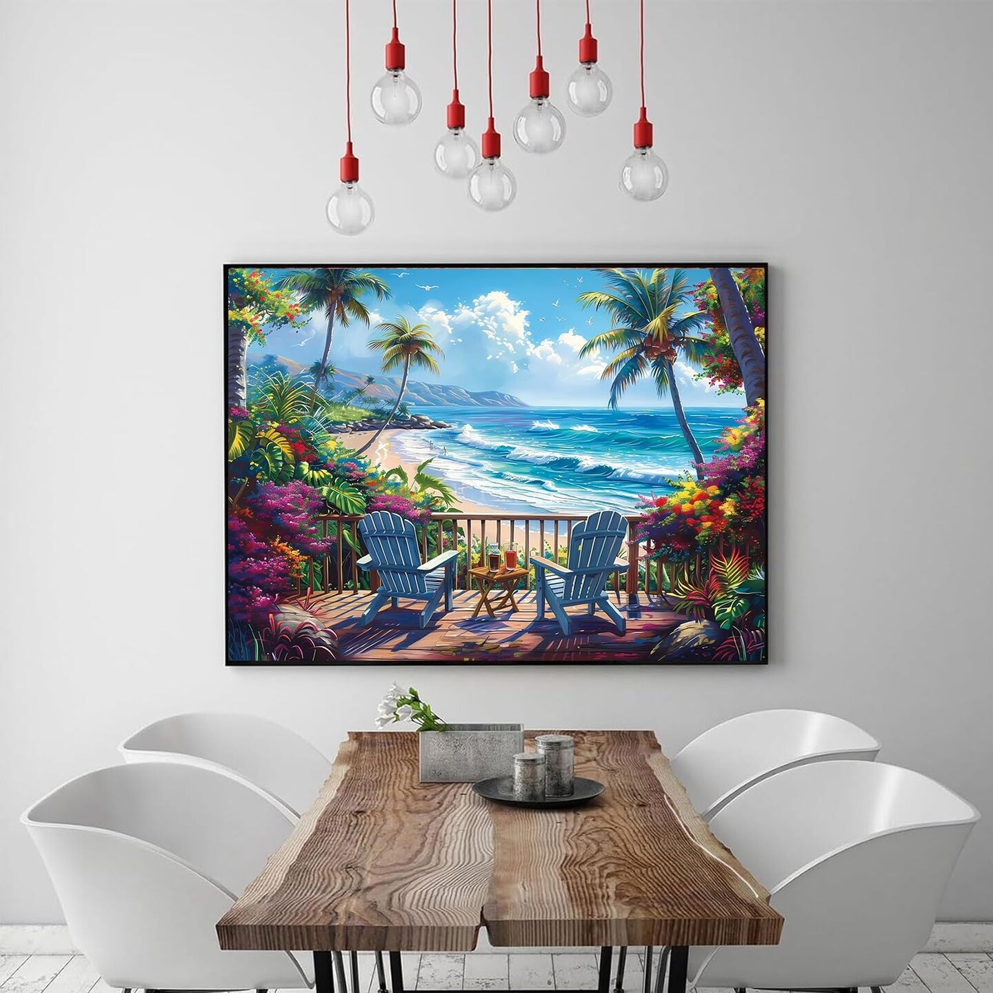 Scenic Beach 5D Diamond Art Kit for Adults - 11.8x15.7 Inch Tropical Seascape Gem Painting - Full Drill Beginner-Friendly Diamond Art Set for Relaxation & Home Wall Decor