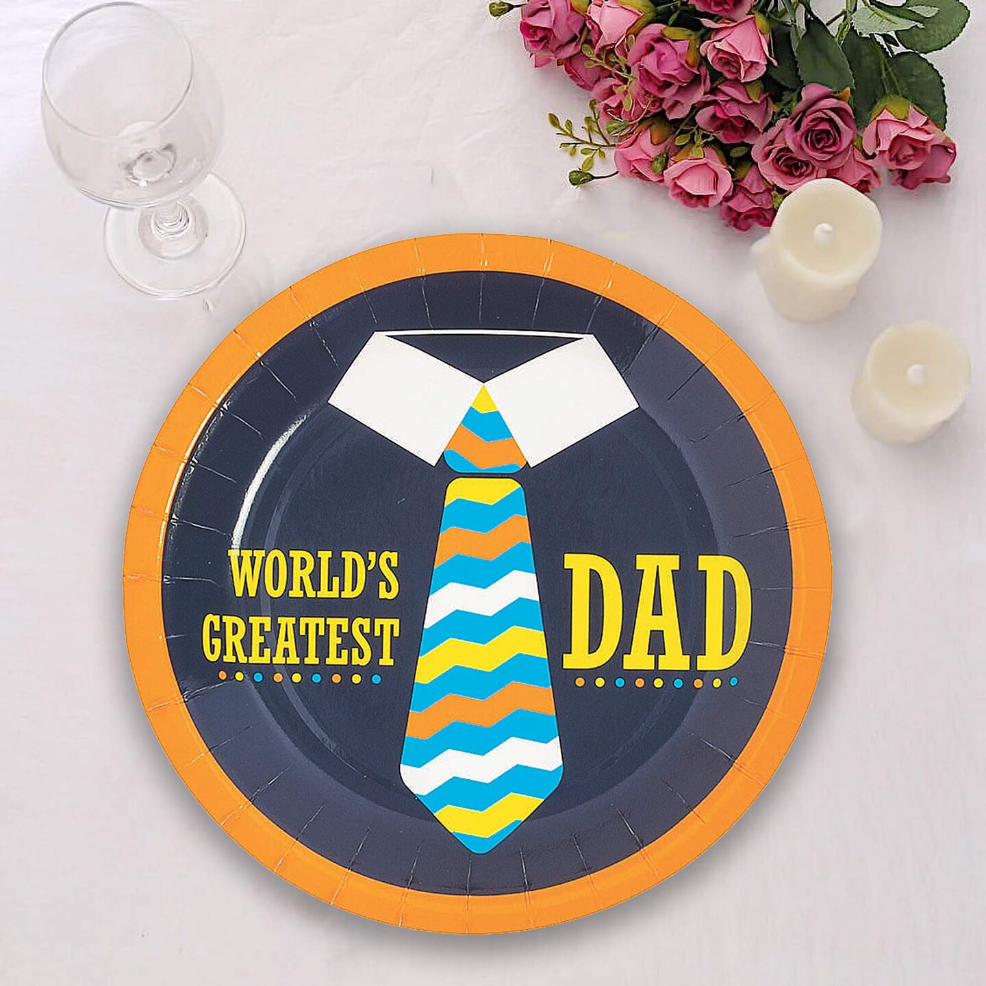 8 Count Father’s Day World’s Greatest Dad Dessert Plates 7" Party Paper Plates