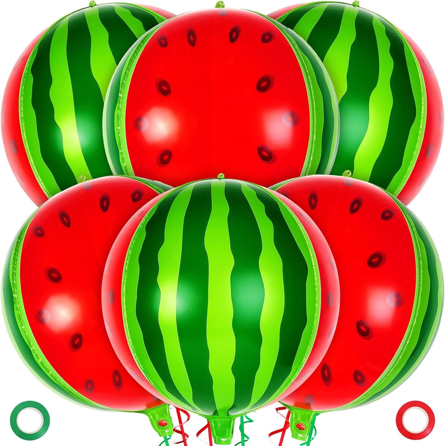 6 Pcs Round Watermelon Balloons