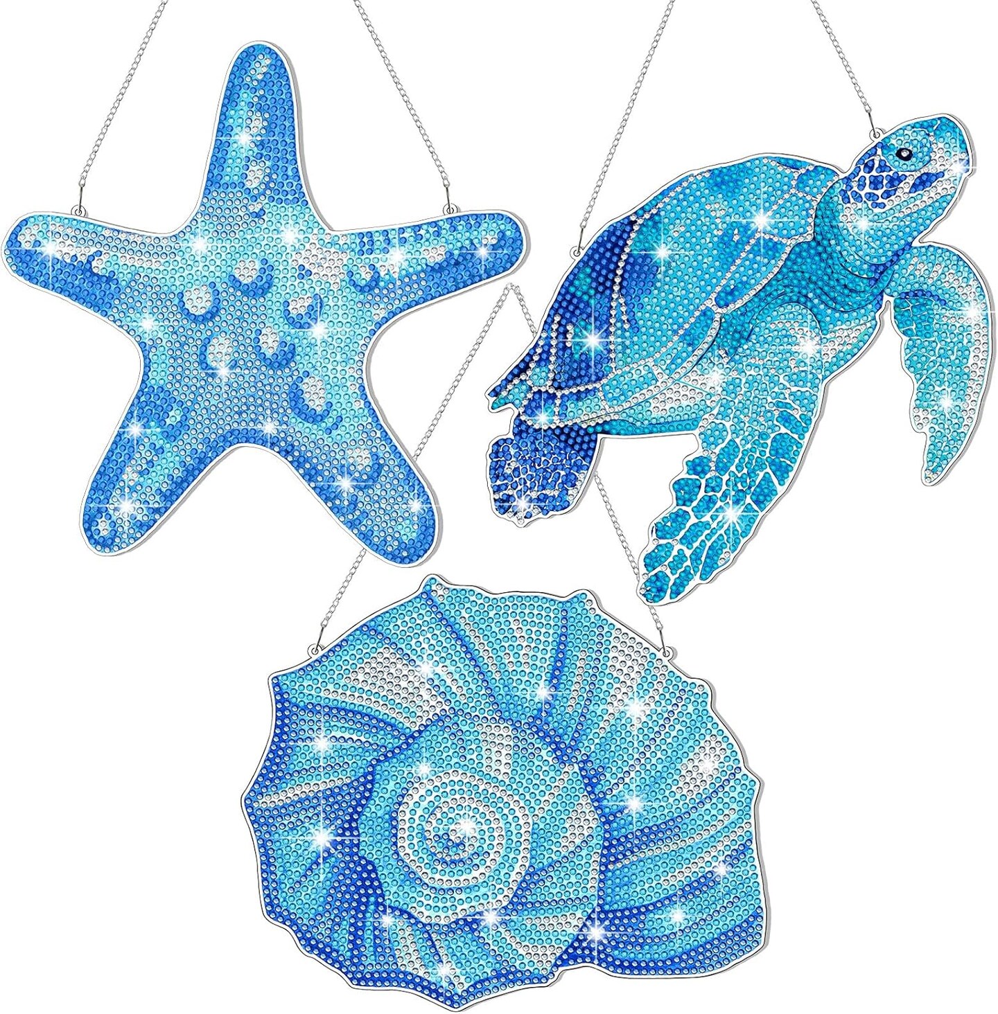 3 Pcs Summer Diamond Art Kits for Adults Sea Ocean Animals Turtle Starfish