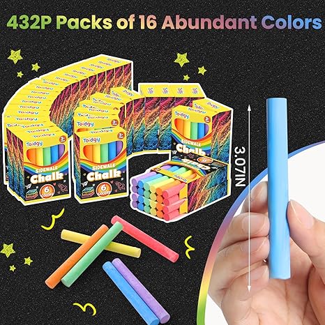 432 Count Mini Chalk Set for Kids (36 Boxes), Nontoxic Sidewalk Chalk Party Favors for Boys and Girls, Sidewalk Chalks Bulk for Toddlers, Art Classroom Prizes Supplies, Goodie Bag Fillers