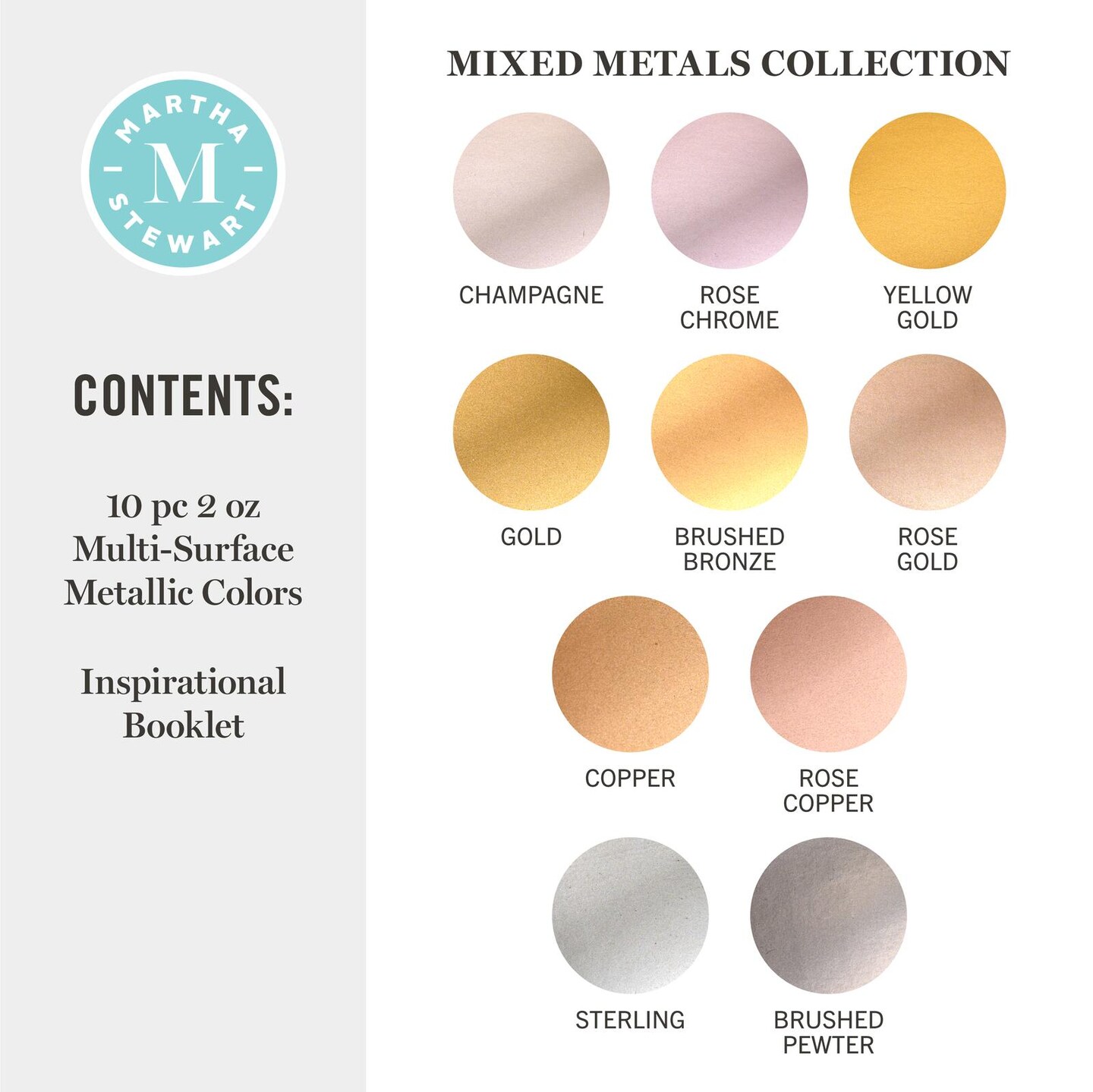 Martha Stewart&#x2122; Mixed Metals Collection - Multi-Surface Metallic Paint Set - 10 pc. - 68710