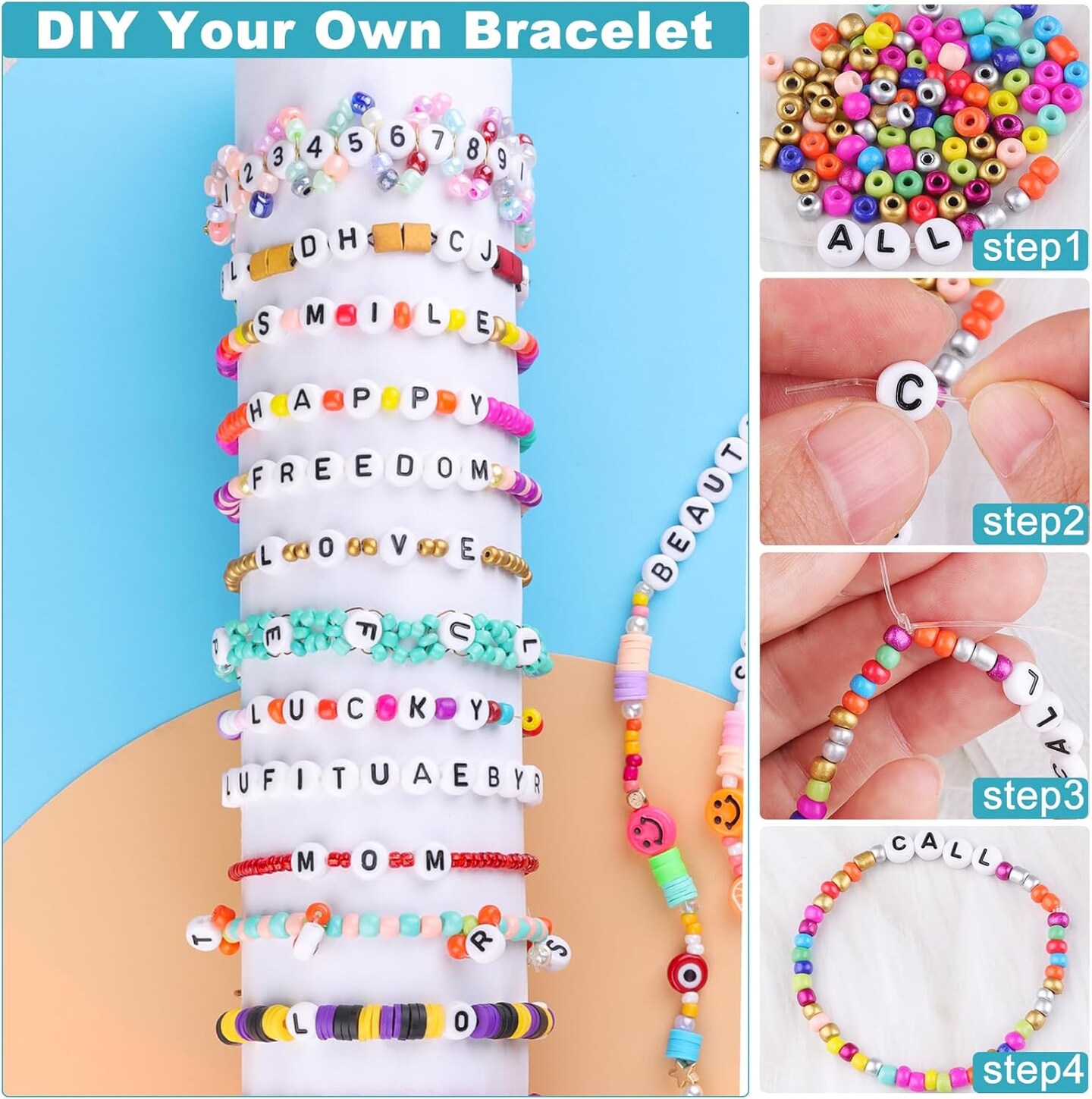 500pcs Letter Beads - Alphabet Beads for Friendship Bracelets & DIY Jewelry Making Kit