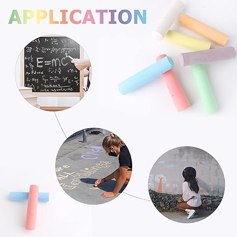 Washable Sidewalk Chalk Set- 52 Pieces 7 Colors Jumbo Chalk For Kid and Adult, Paint on Classroom Chalkboard or Outdoor Playground, Good Gift for Party