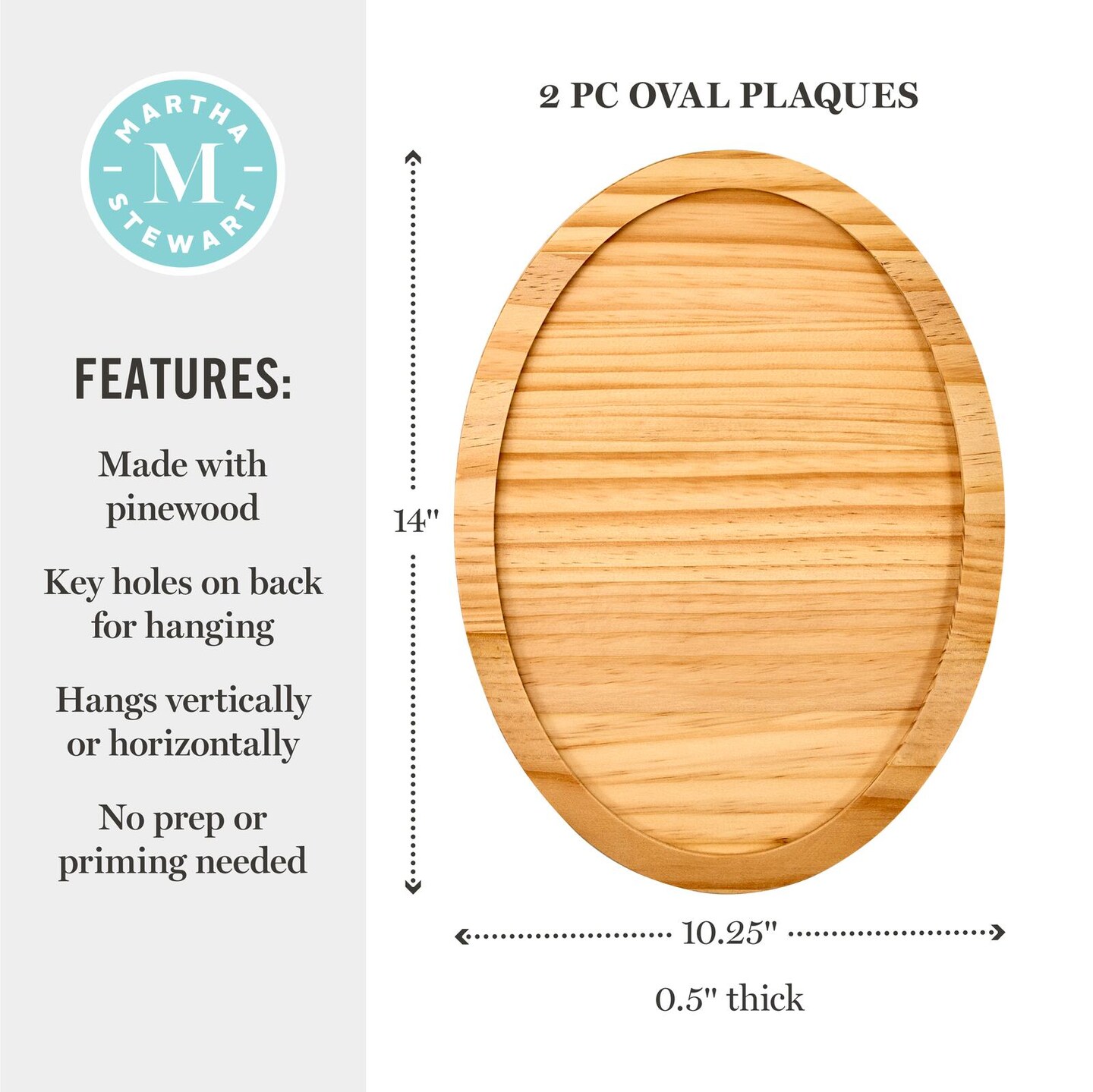 Martha Stewart&#x2122; 10&#x22; x 14&#x22; Hardwood Oval Plaques - 2 pc. - 68535