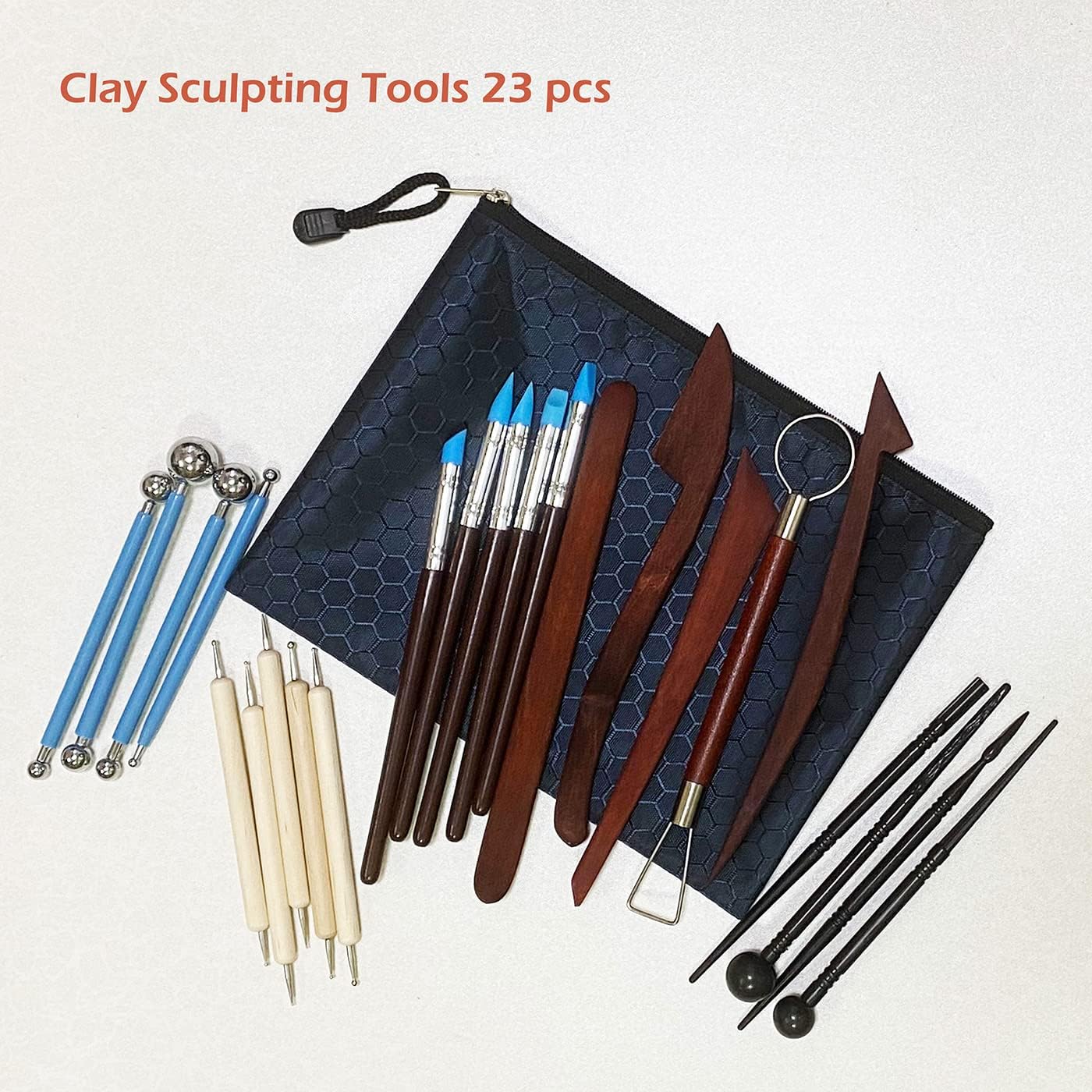 Natural Air-Dry Clay Natural, Non-Toxic All-Purpose Compound 10LBs with 23 Pcs Pottery Tools Clay Sculpting Tool Set, All-Purpose Modeling Clay (Grey &#x26; Tools)