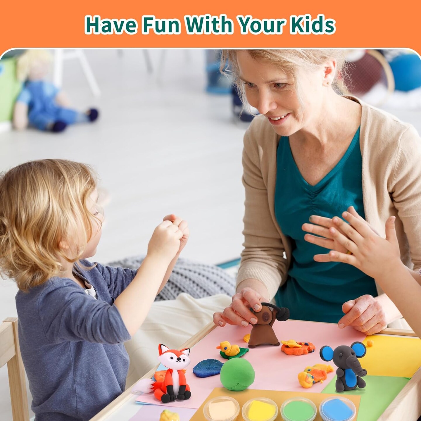 6 Pack Forest Animals Air Dry Clay Kit, Modeling Clay for Kids, DIY Model Magic Clay with Sculpting Tools, Non-Sticky Soft and Super Light, Arts and Crafts Gift for Kids (Forest Animals)