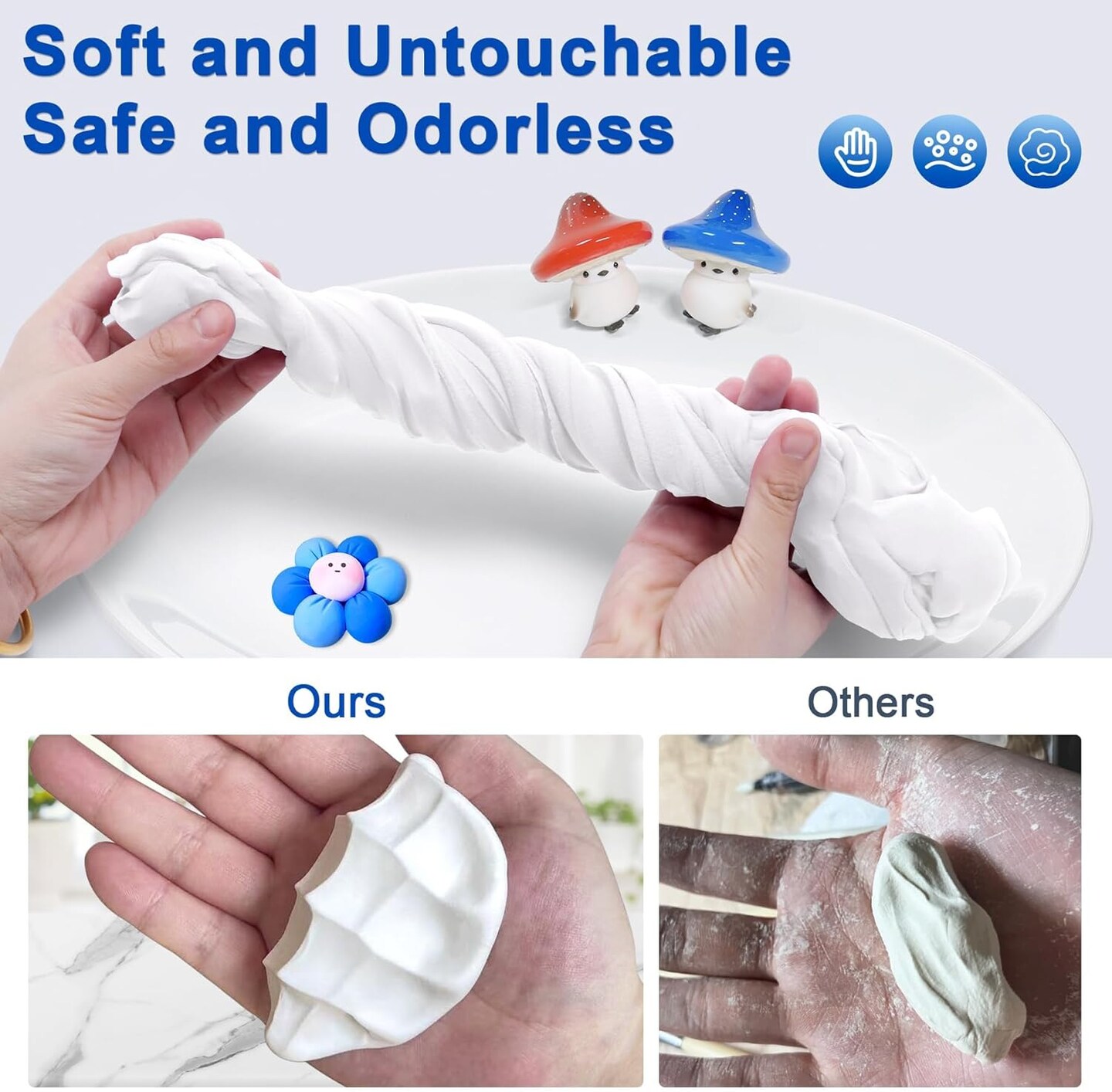 Air Dry Clay 600g for Adults &#x26; Kids, Lightweight Foam Clay, White Soft Modeling Clay for Sculpting &#x26; Slime Ideal for Cosplay, Art, and Educational Projects, Non-Toxic, Ages 3+