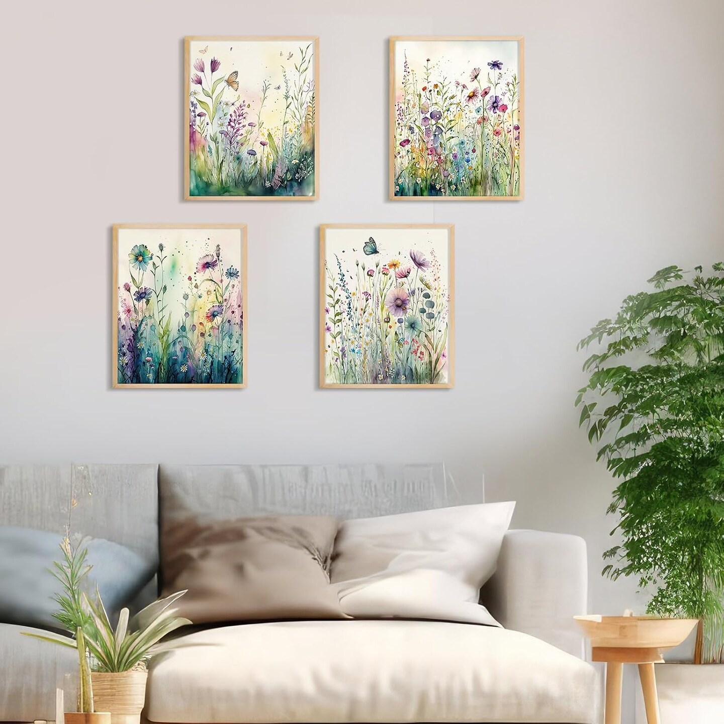 4 Pcs Diamond Art Kits DIY Painting for Adult Aesthetic Wall Diamond Crafts Aesthetic Room Decor Cute Painting Pictures 5d Craft Wall Decor for Home 10 x 11.8''(Wild Flower)