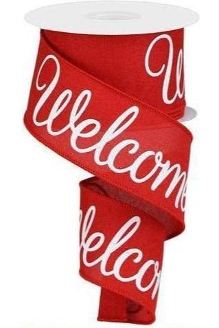 2.5&#x22; Welcome Royal Ribbon: Red (10 Yards)