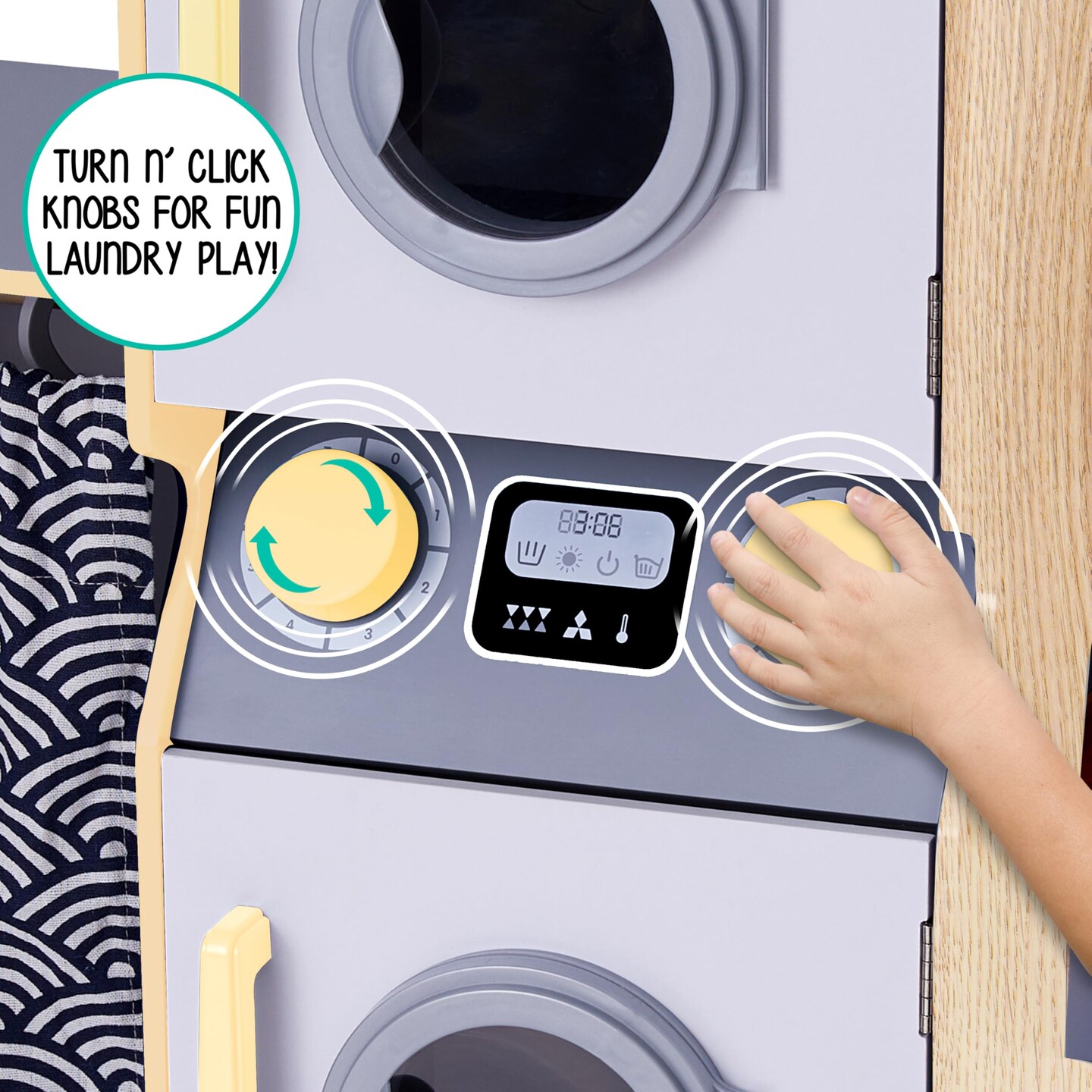 Lil' Jumbl Wooden Pretend Laundry Playset for Kids with Washer and Dryer