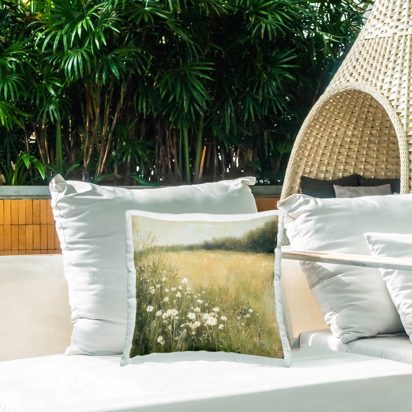 Stupell Industries Daisy Dream Field Outdoor Printed Pillow design by Petal Prints Design, 18 x 7 x 18