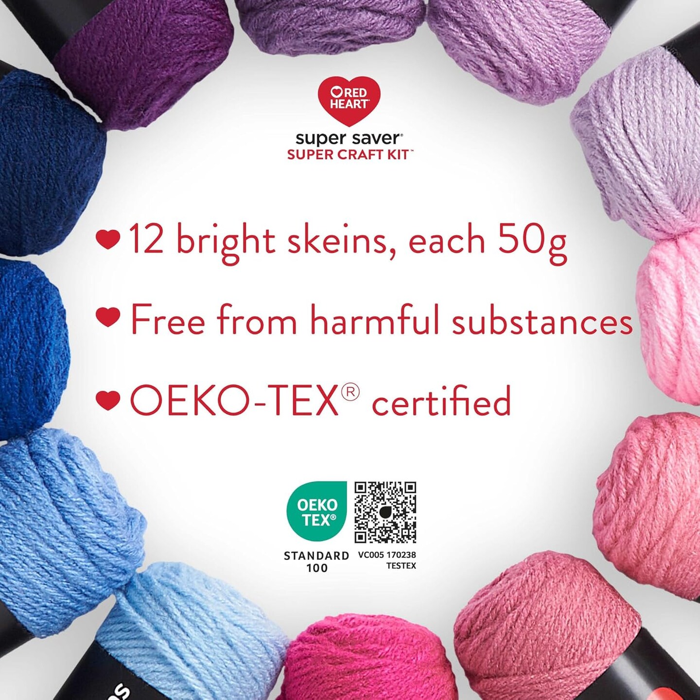 Super Saver Gradient Yarn Craft Kit – 12-Pack 50g / 1.7oz Medium #4 Worsted Acrylic Yarn, 12 Colors for Knitting, Crochet, Blankets, Sweaters & Amigurumi
