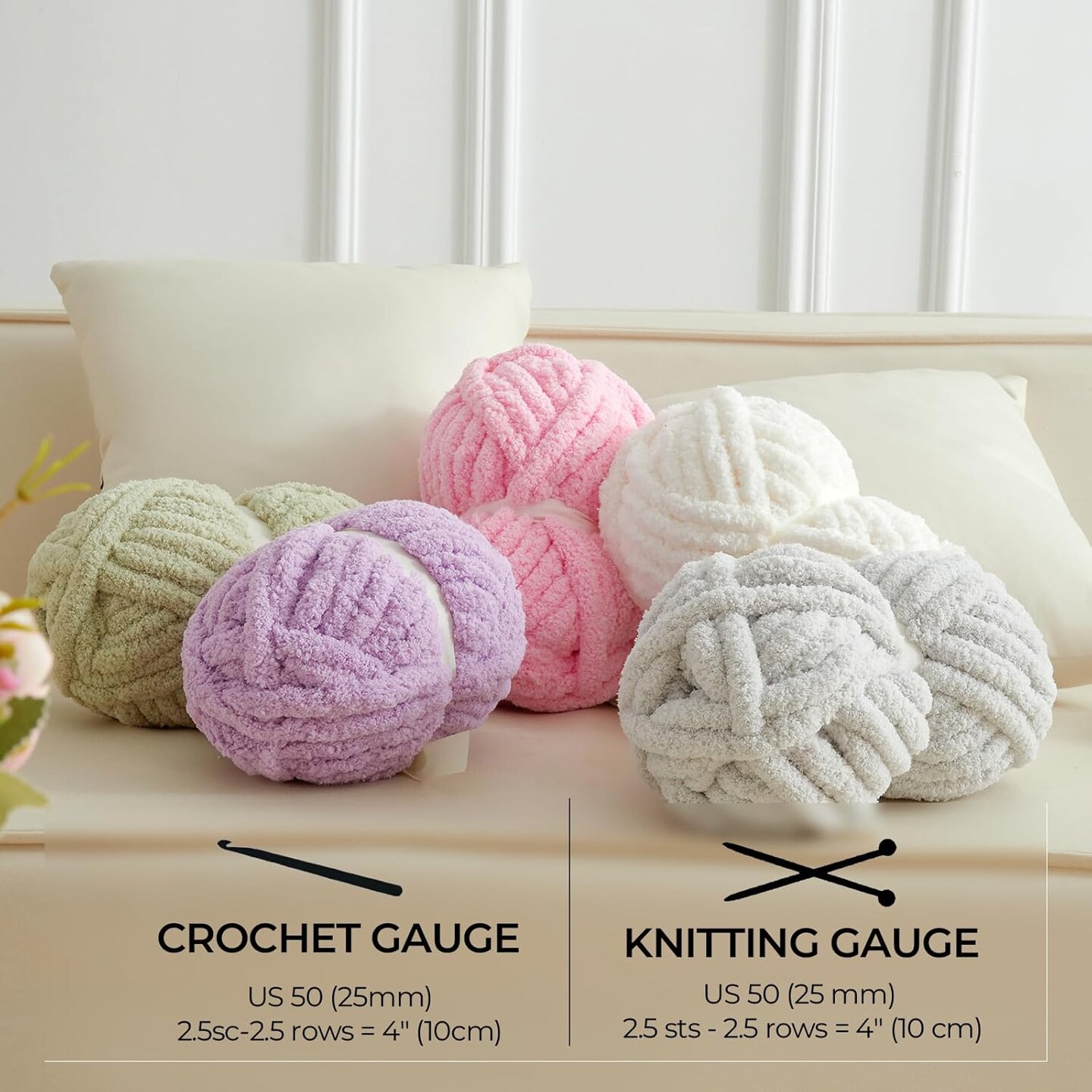 Chunky Yarn for Hand Knitting – 8 Pack Fluffy Bulky Chenille Yarn, Soft Thick Yarn for Crochet, Blankets & DIY Crafts (Orange, 28yds / 8oz Each)