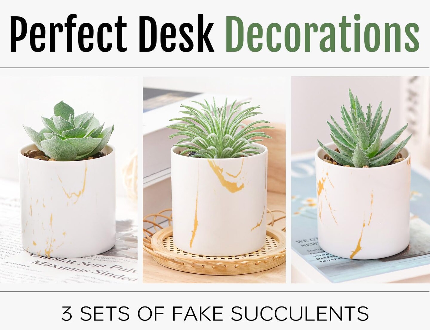 3 Pack Mini Artificial Succulent Plants in Pots – Small Fake Desk Plants for Mother’s Day Card Making, Home Office Desk Decor & Cute Room Decoration