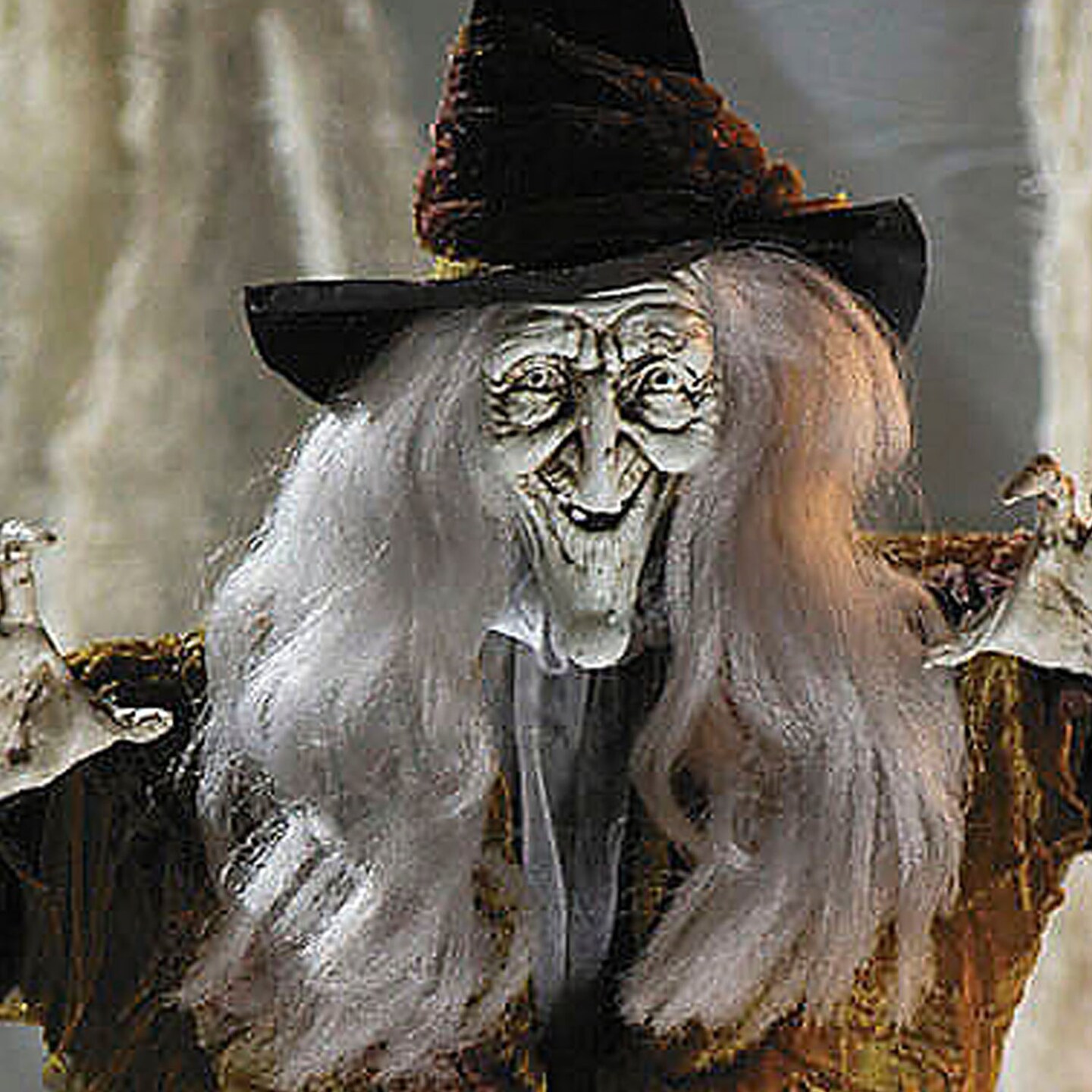 27 1/2&#x22; Hanging Smiling Witch with Gray Hair Halloween Decoration