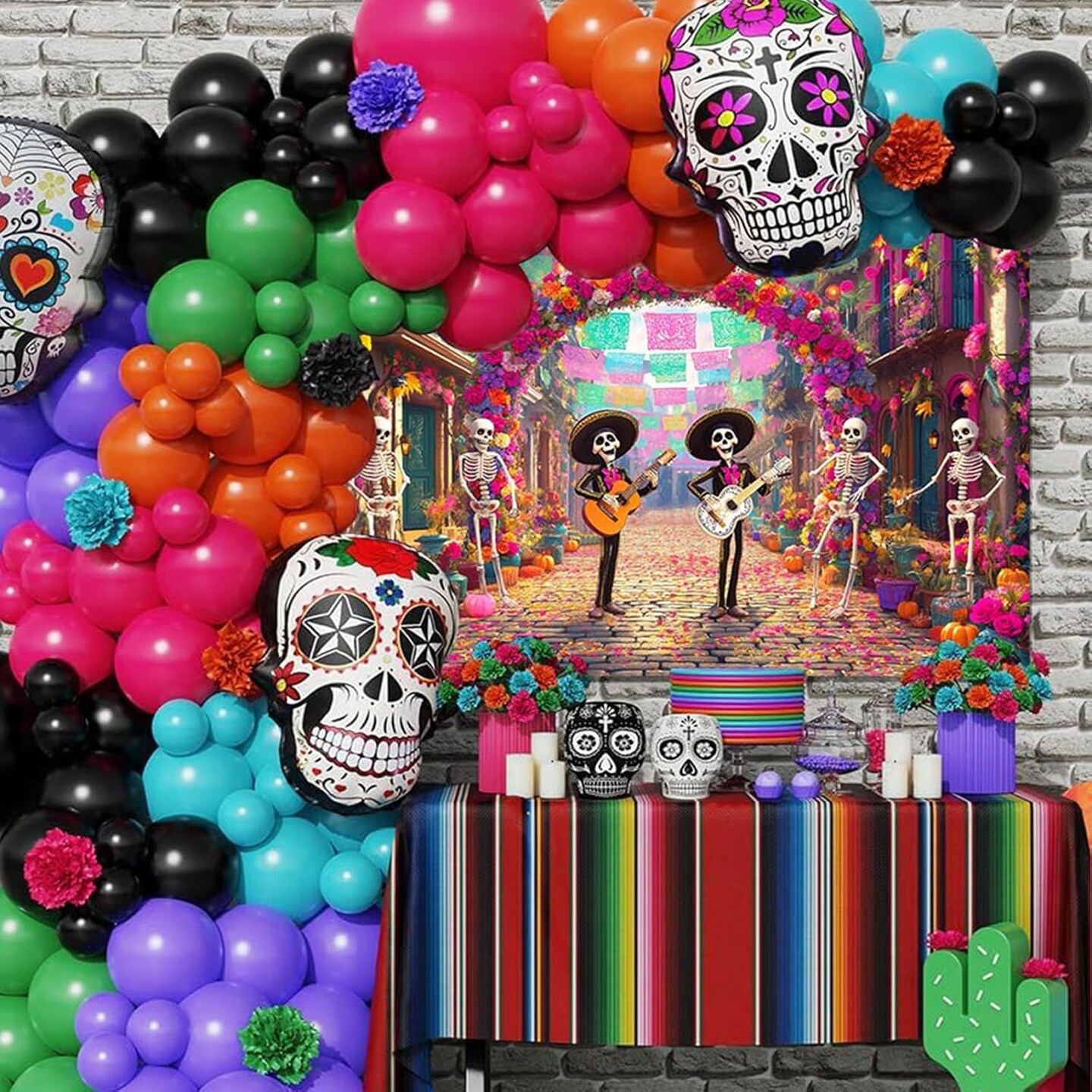 Day of The Dead Banner Dia DE Los Muertos Party Decoration(Colorful)