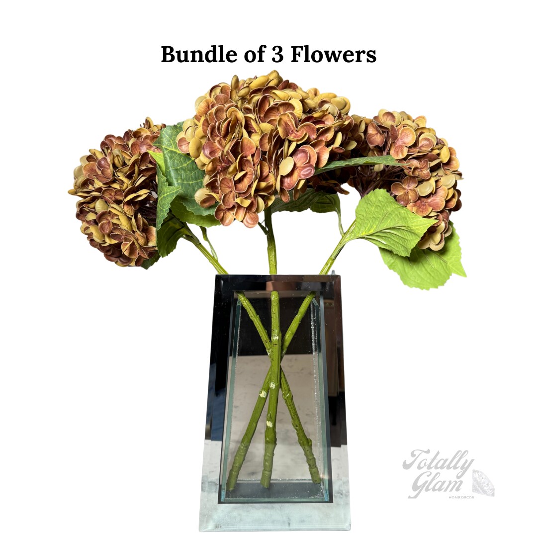 Ariane Brown Hydrangea Flowers Real Touch Artificial Hydrangea Stem Faux Brown Floral Decor for Home, Wedding & Centerpieces