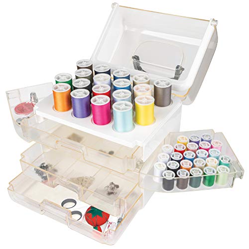 224 Piece , Sew-It-Goes, Sewing Kit &#x26; Craft Organizer - Sewing Case Storage with Machine Sewing Thread, White