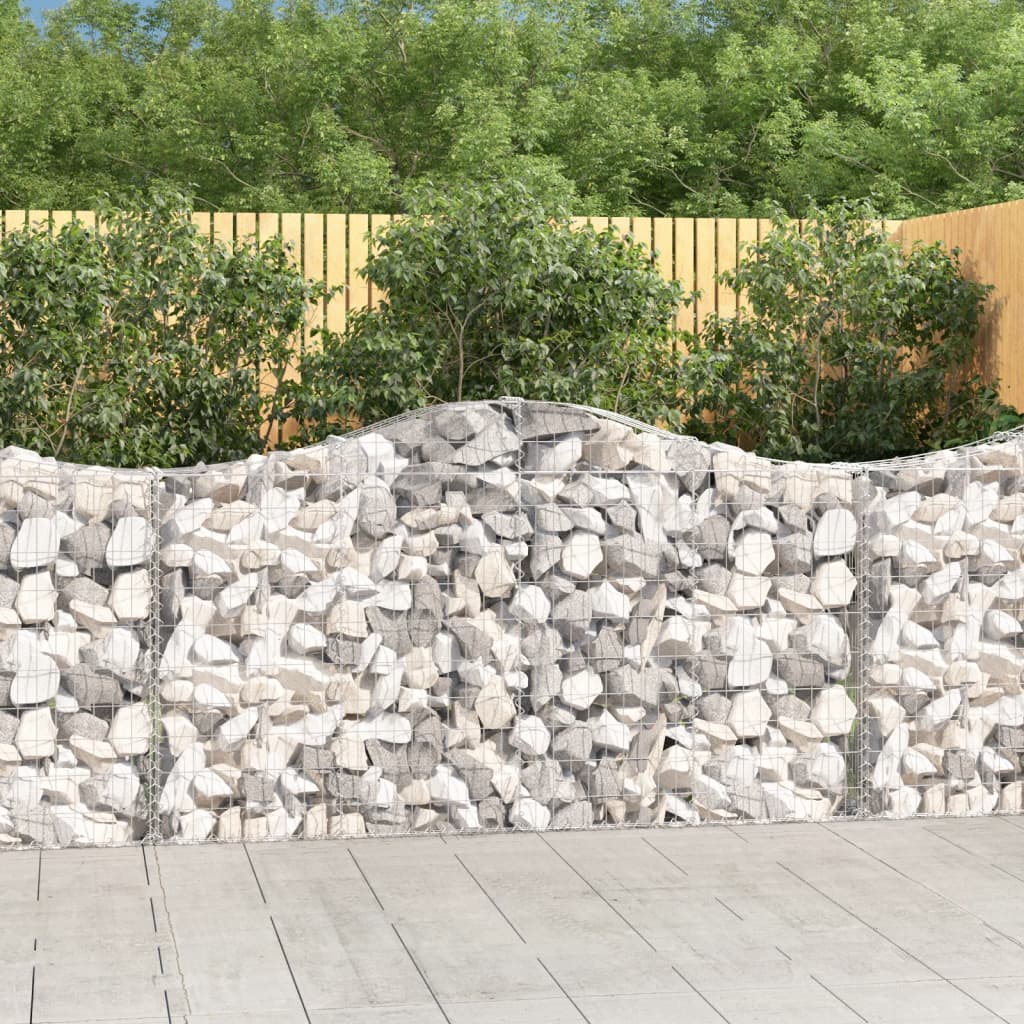 vidaXL Arched Gabion Baskets 10 pcs 78.7&#x22;x11.8&#x22;x39.4&#x22;/47.2&#x22; Galvanized Iron