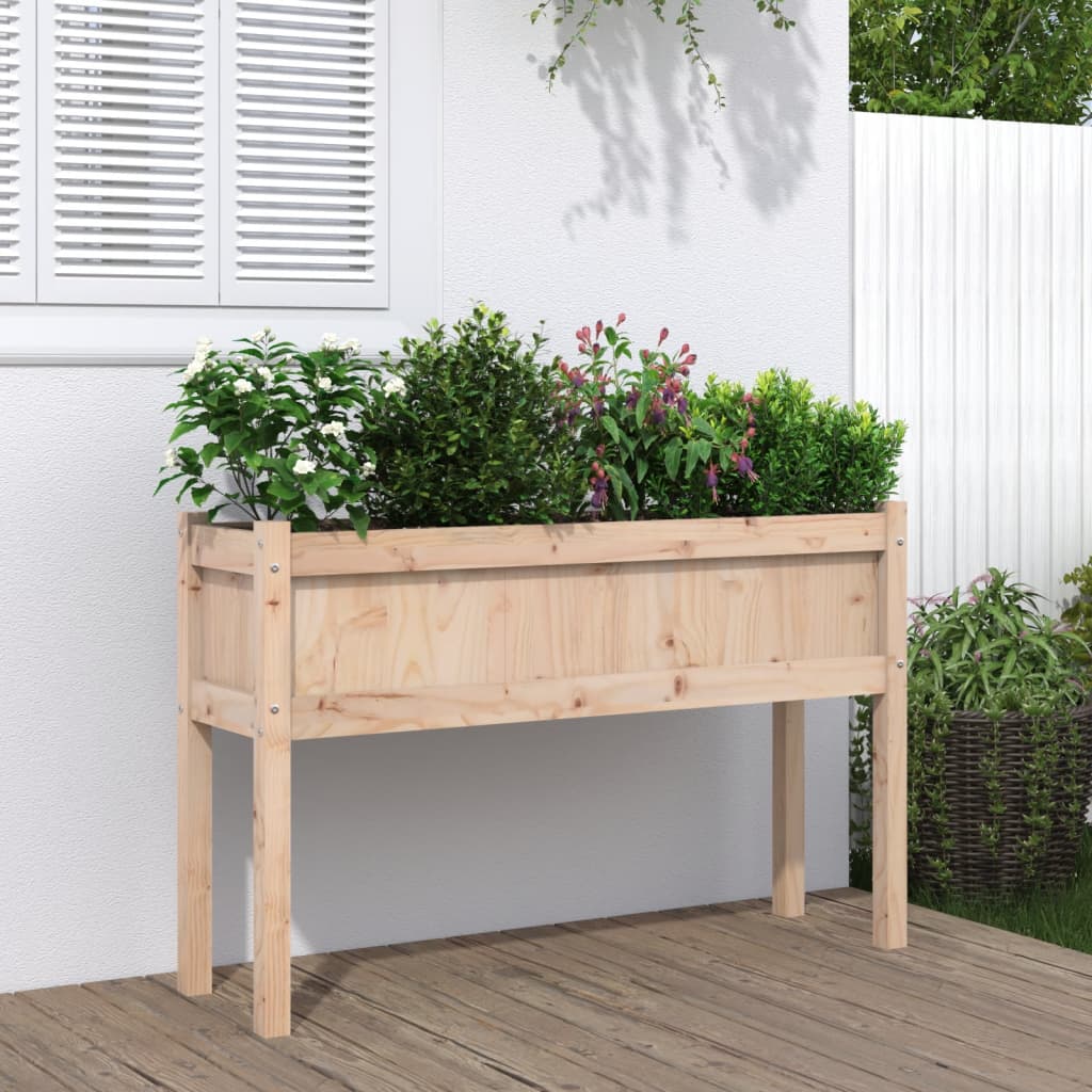vidaXL Garden Planter with Legs 43.3"x12.2"x27.6" Solid Wood Pine
