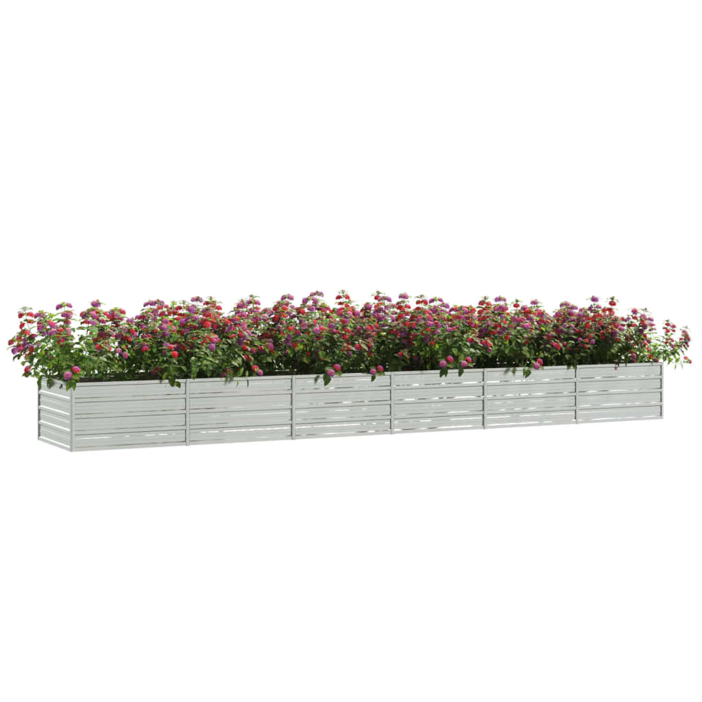vidaXL Garden Raised Bed 189&#x22;x31.5&#x22;x17.7&#x22; Galvanized Steel Silver