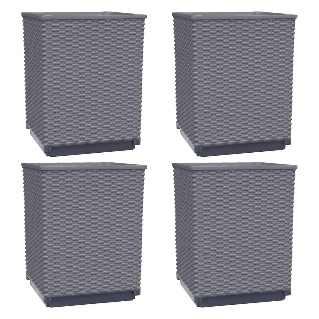 vidaXL Planters 4 pcs Dark Gray 11.8&#x22;x11.8&#x22;x14.6&#x22; Polypropylene