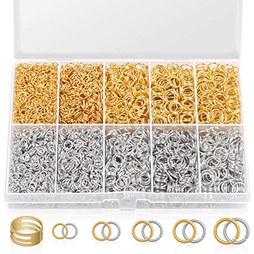 4600 Pieces Silver and Gold Jump Rings with Open/Close Tools for Jewelry Making and Necklace Repair (Assorted Sizes)