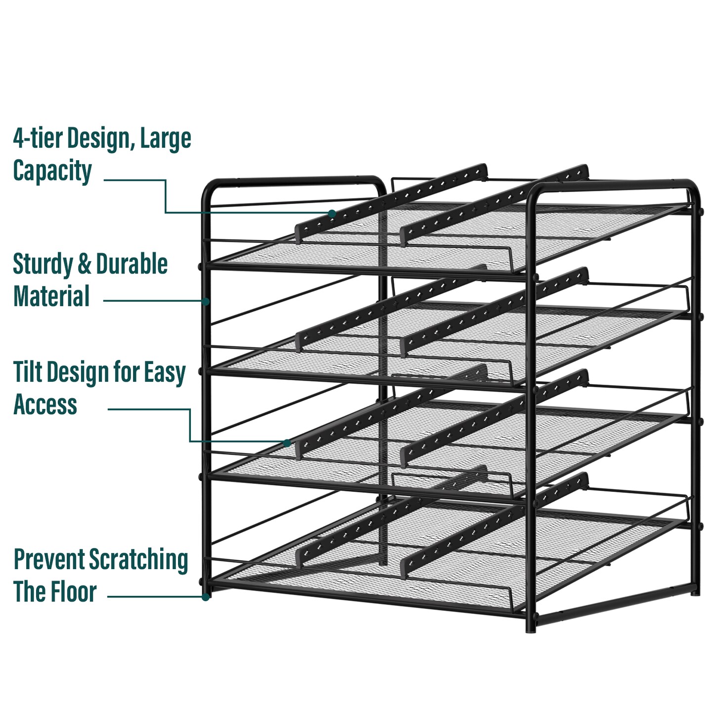 Can Rack Organizer 4-Tier Metal Can Rack Organizer Holds Up to 48 Cans, Can Dispenser for Pantry, Kitchen, Cabinets and Countertops
