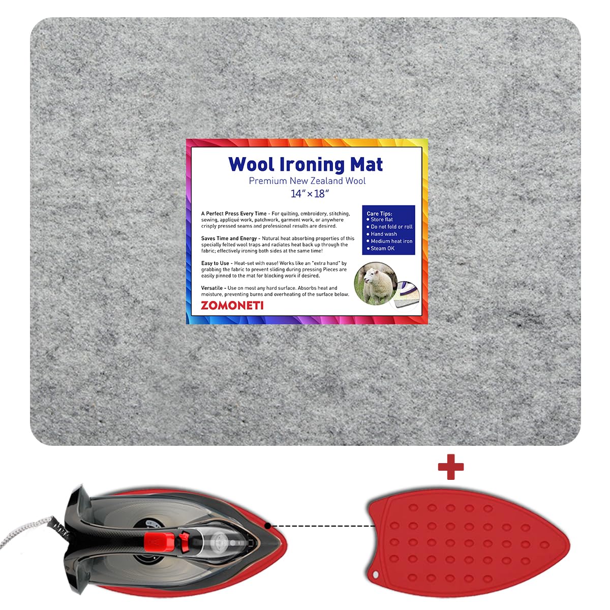 18" x 14" Wool Pressing Mat 100% New Zealand Felted Wool Ironing Mat Pad Blanket for Quilter, Sewing, Quilting Supplies and Notions