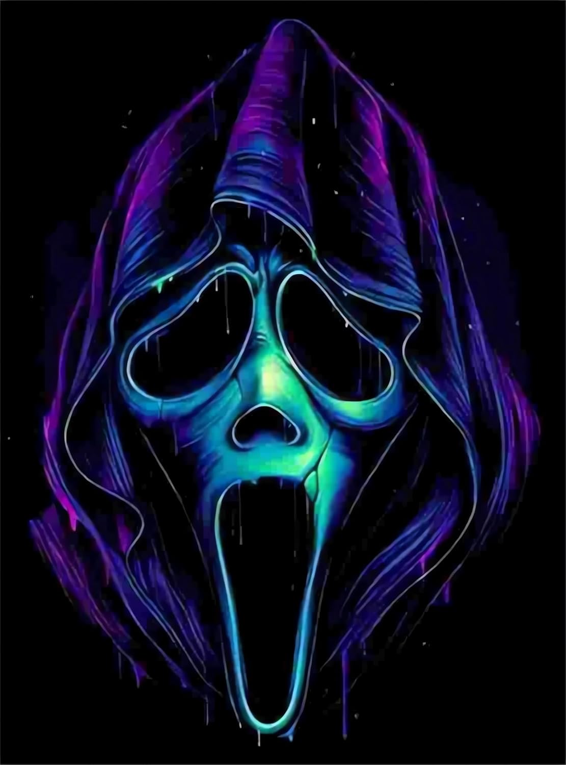 Horror Movie Screams Full Round Drill Cross Stitch Embroidery Kits,(12x16inch/30&#xD7;40cm)