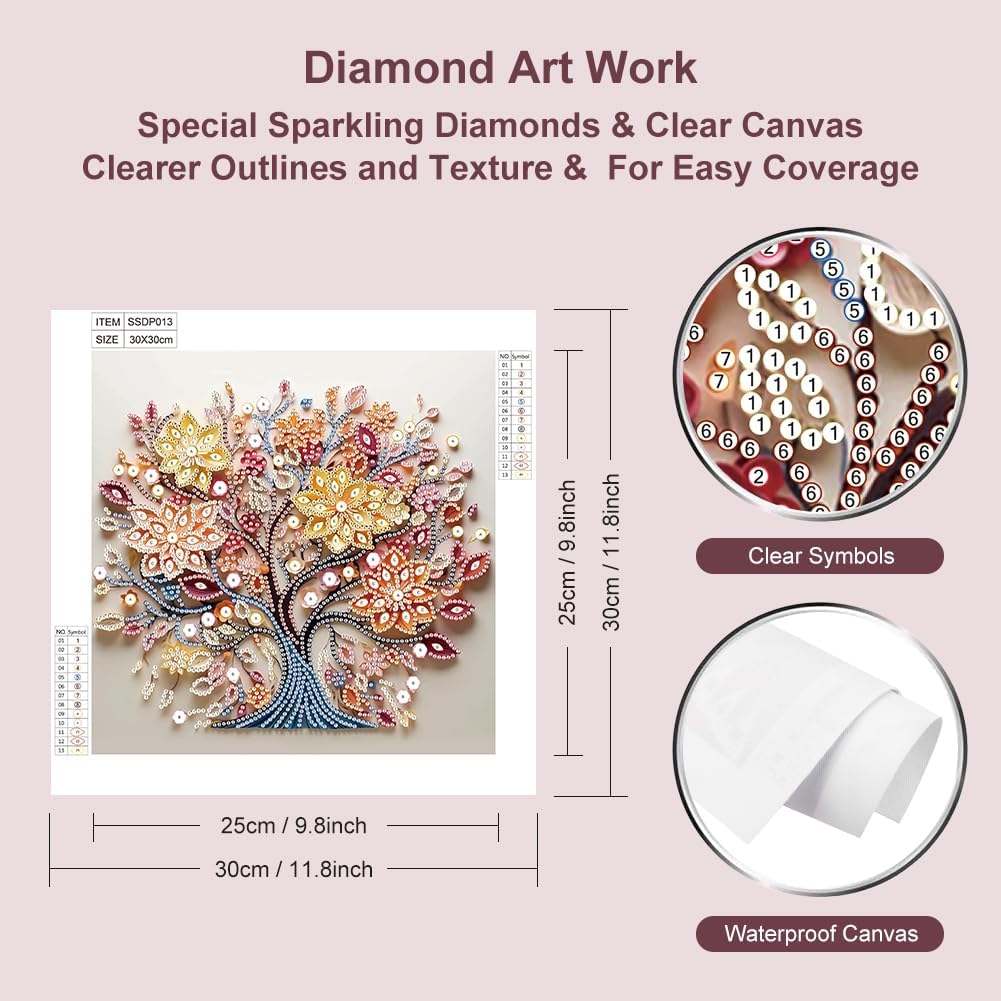 5D Tree of Life Special Shape Diamond Art for Beginners,12&#xD7;12inch