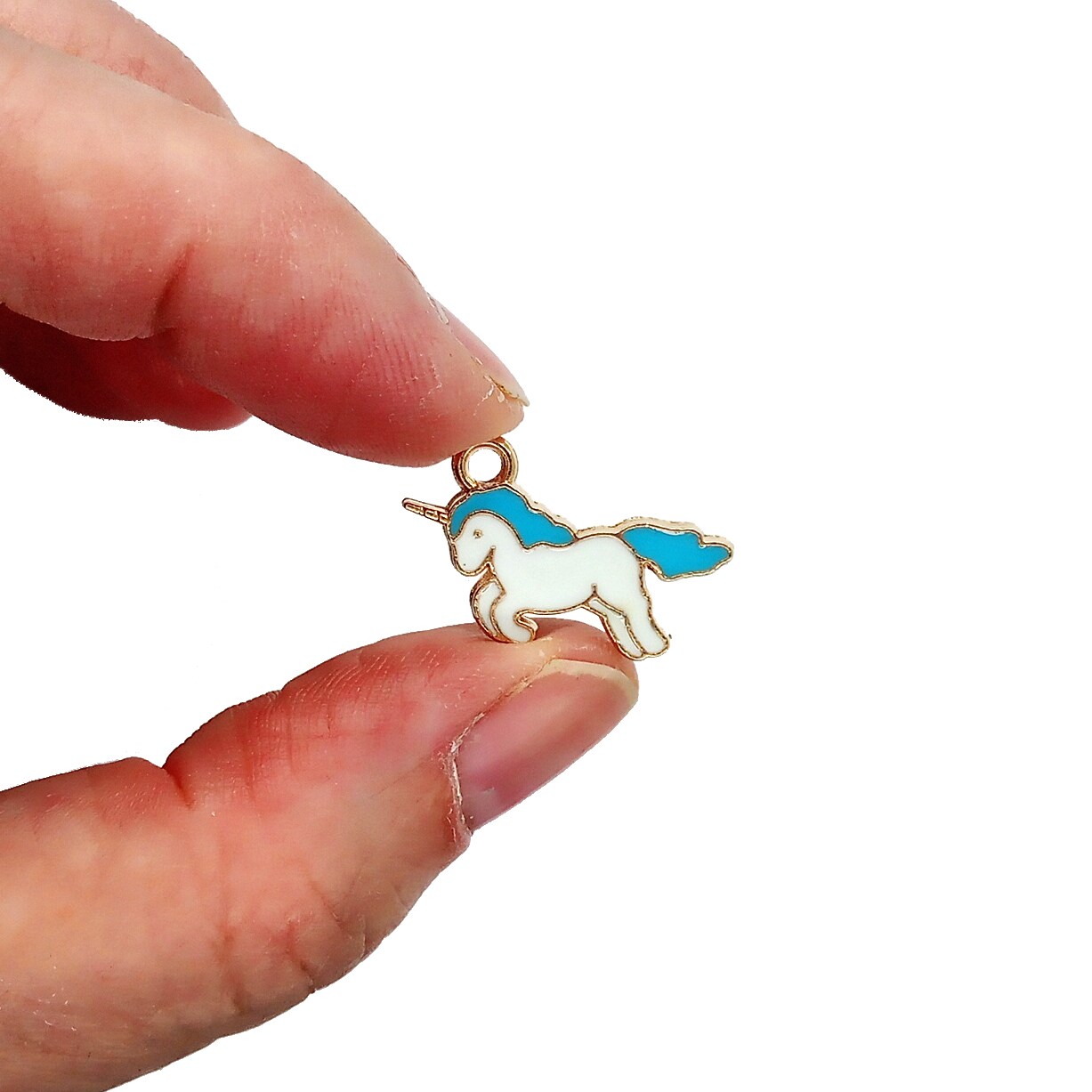 Small Unicorn Charms, 6 pcs, Blue and Pink Enamel, Adorabilities