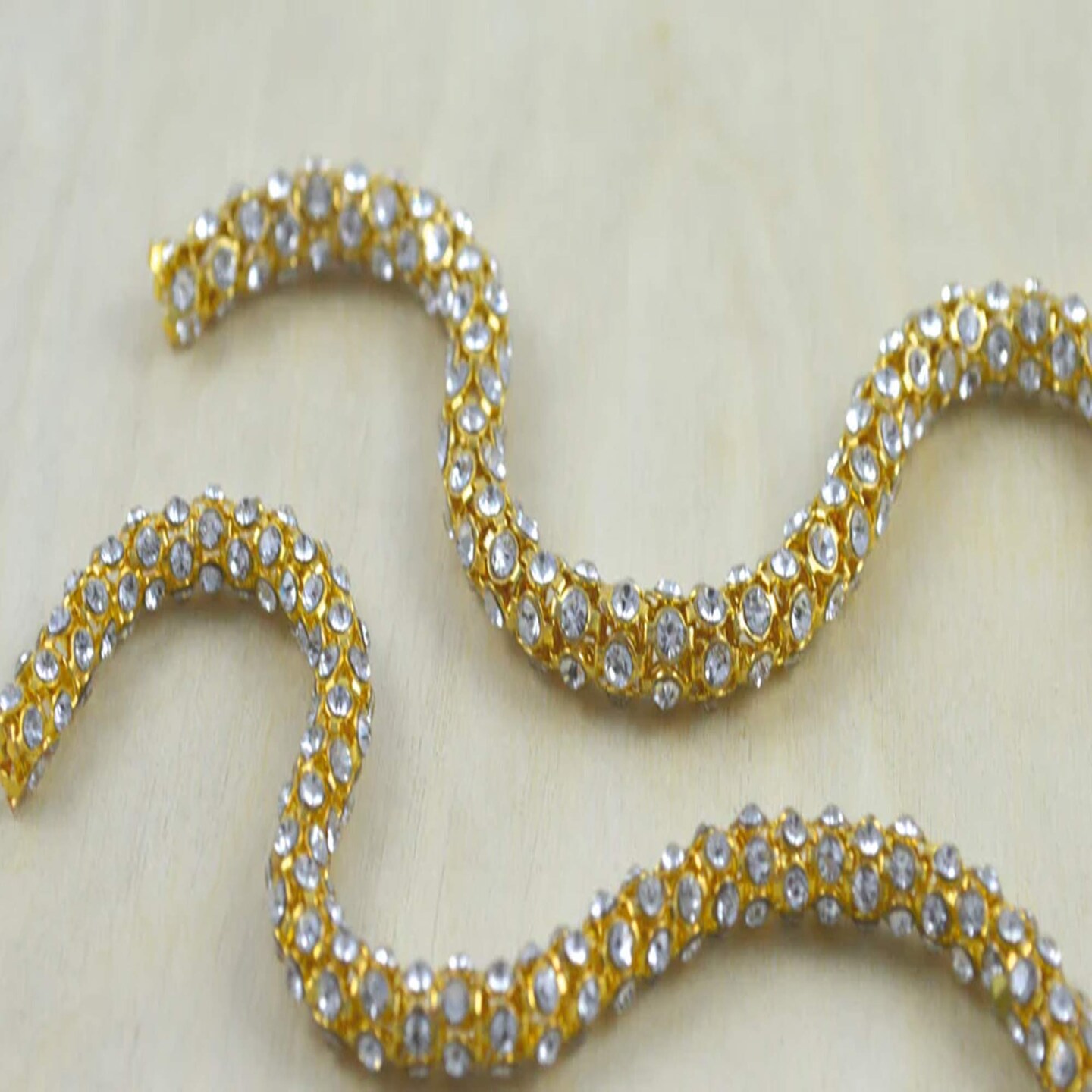 1 Yard 3/8" 0.95cm Gold Jessamina Rhinestone Cord Trim for Gown Straps & Accessories