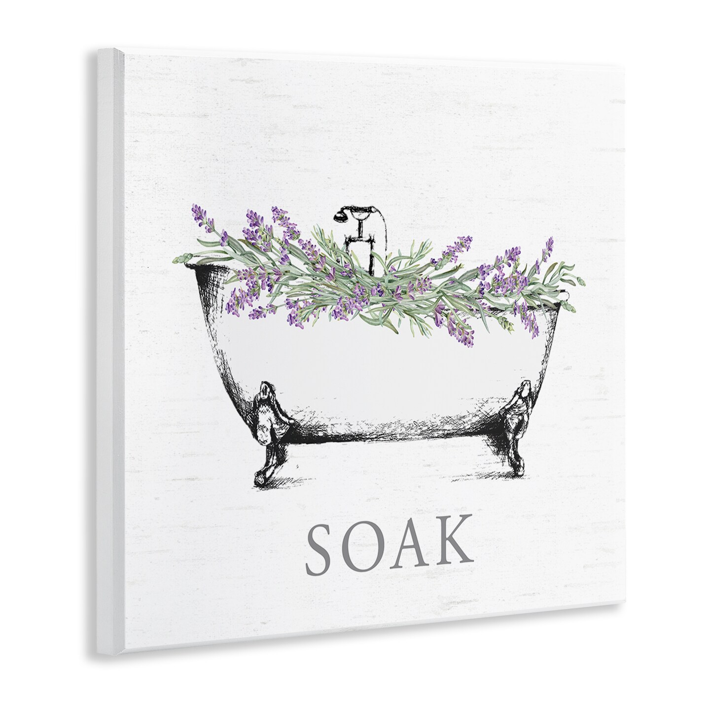 Stupell Industries Soak Bathtub with Lavender Wall Plaque By Lettered and Lined