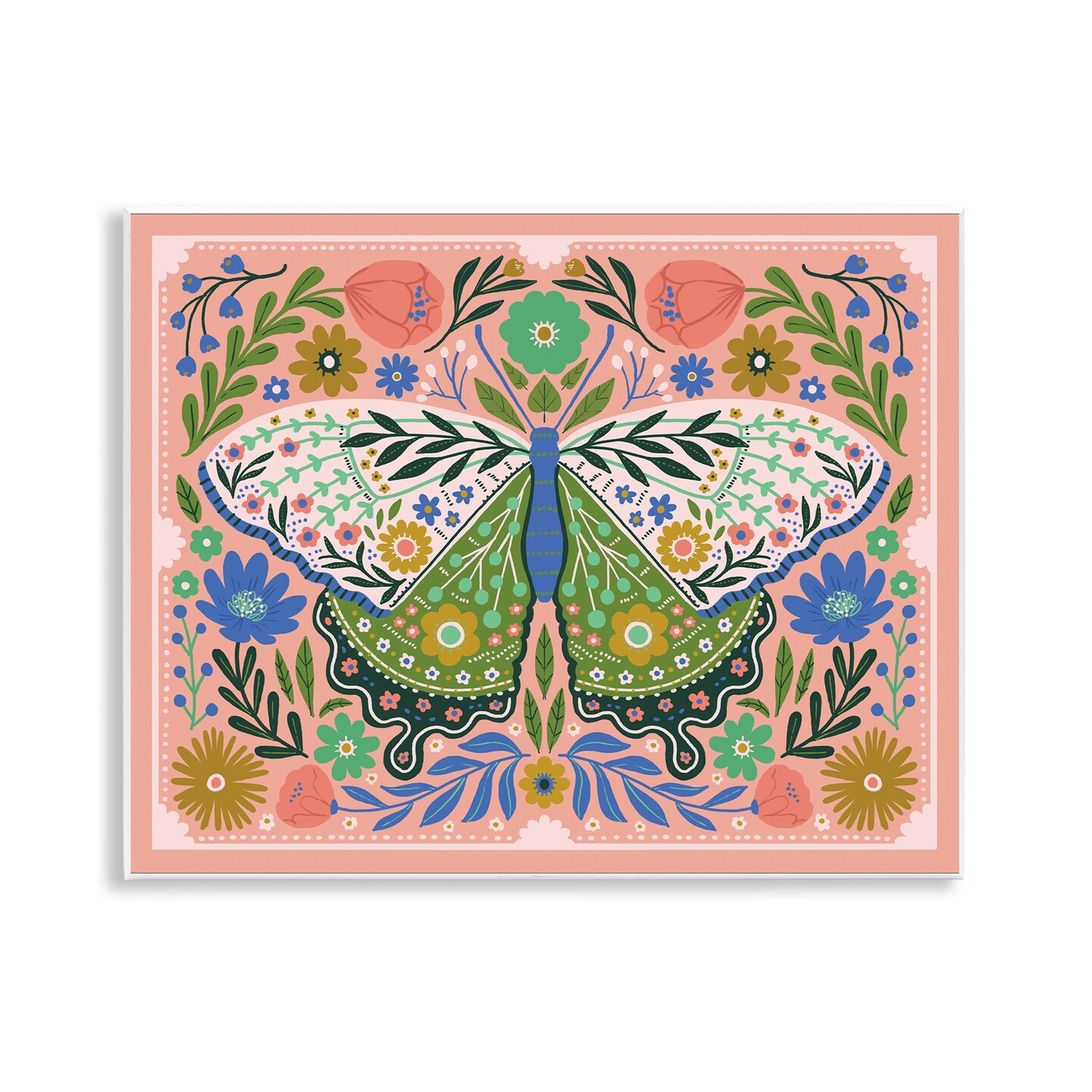 Stupell Industries Folk Inspired Floral Moth Wall Plaque By Loni Harris