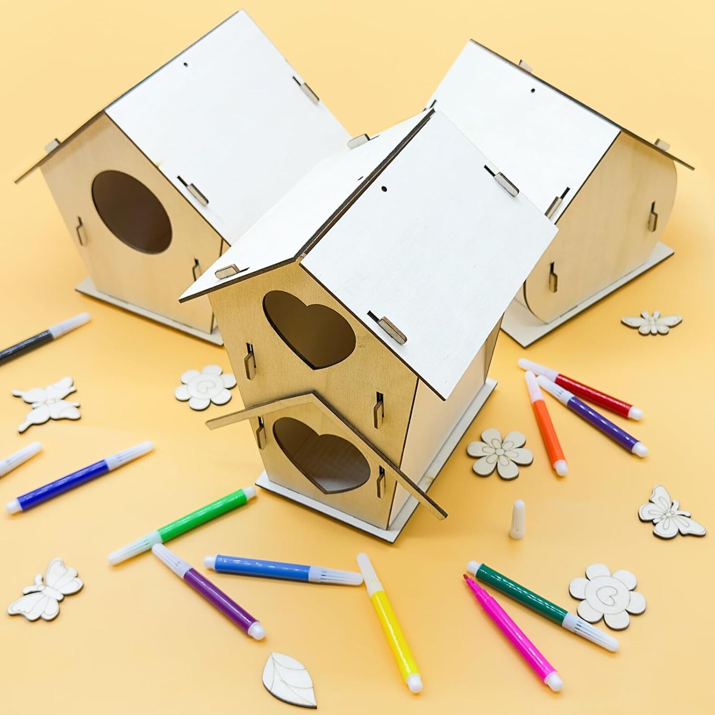 12 Sets DIY Wooden Birdhouse Craft Kit