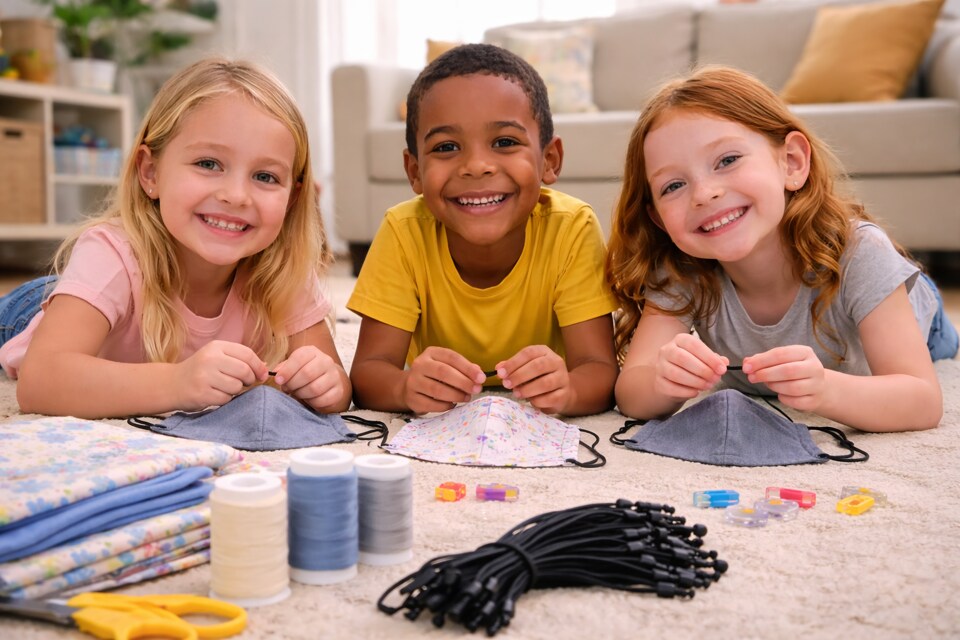 Black Mask Elastic Strings 9" – Craft & Face Mask Straps, 12 Pack