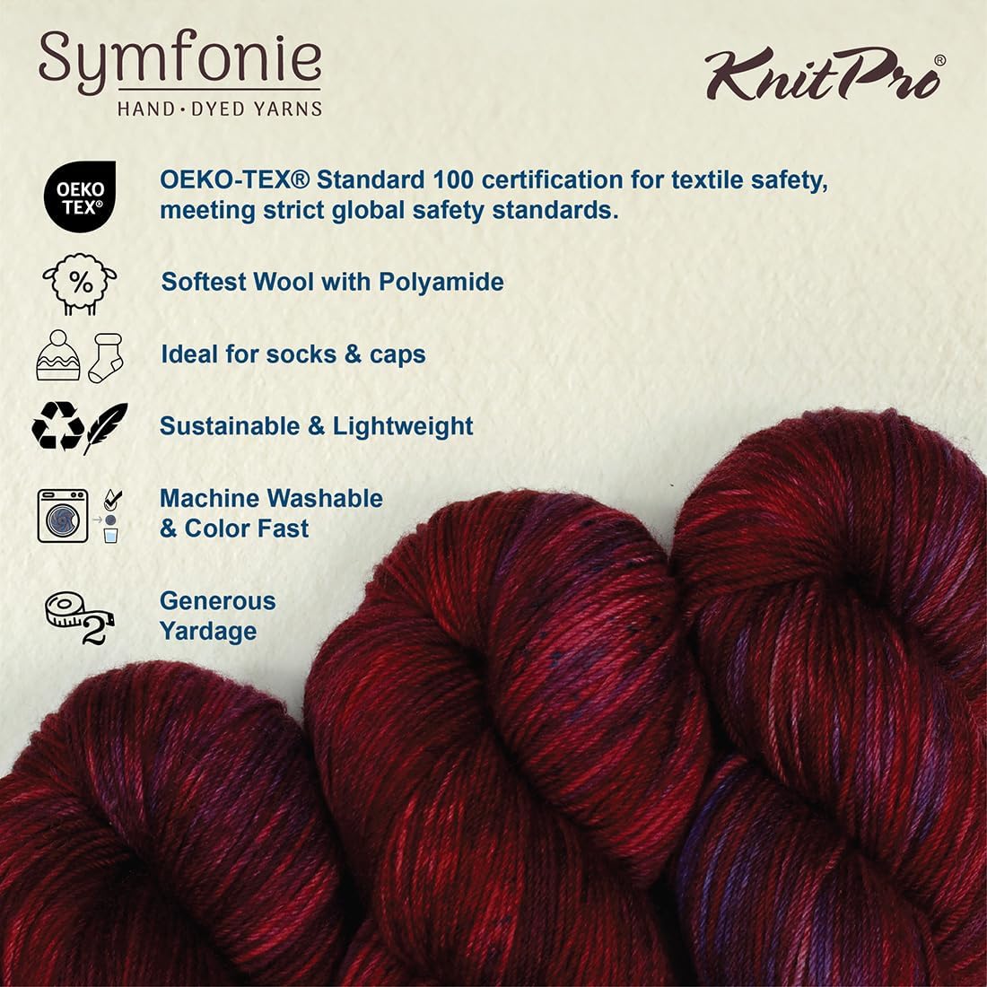 KnitPro Symfonie Premium Hand-Dyed Merino Wool & Polyamide Sock Yarns|Terra Variegated Colors