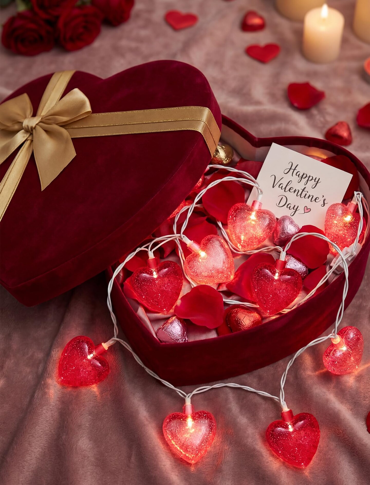 Heart String Lights, 8.5Ft Valentine's Day Decorations String Lights with 10 Pink and Red Heart Lights, Plug in Heart Fairy Lights for Bedroom Home Wedding Indoor Outdoor Valentine's Day Decor