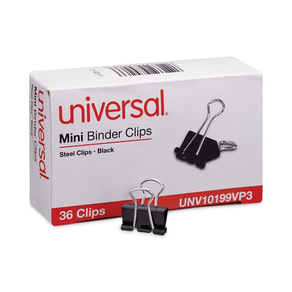 Universal Binder Clip Value Pack - Mini, Black/Silver (36/Pack)