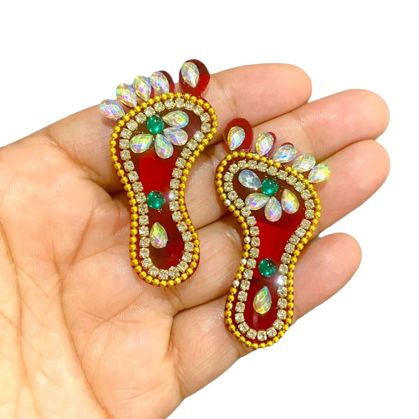 5 Sets of Acrylic Laxmi Feet, Deewali Decor, Lakshmi Pagh, Pooja Favor, Laxmi Feet, Laksmi Charan, Lakshmi Pagla, Sri Lakshmi Chran Paduka
